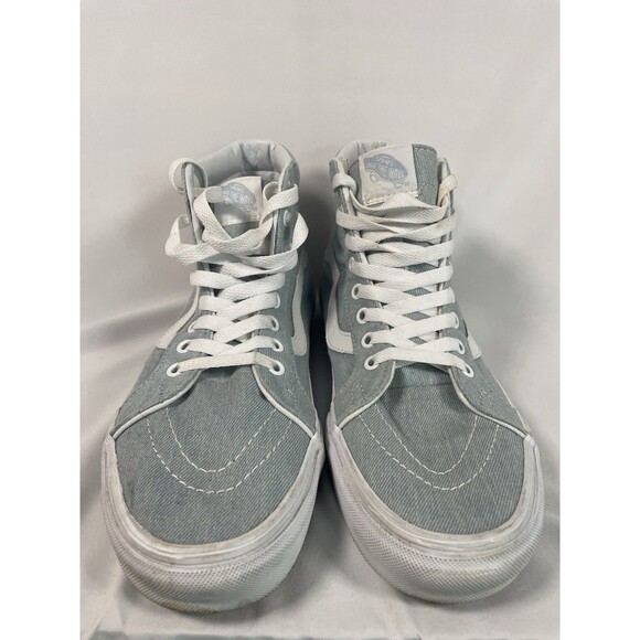 Vans Sk8-Hi Light Blue Denim Canvas High Top Sneakers Men’s Size 8.5 - Picture 3 of 8